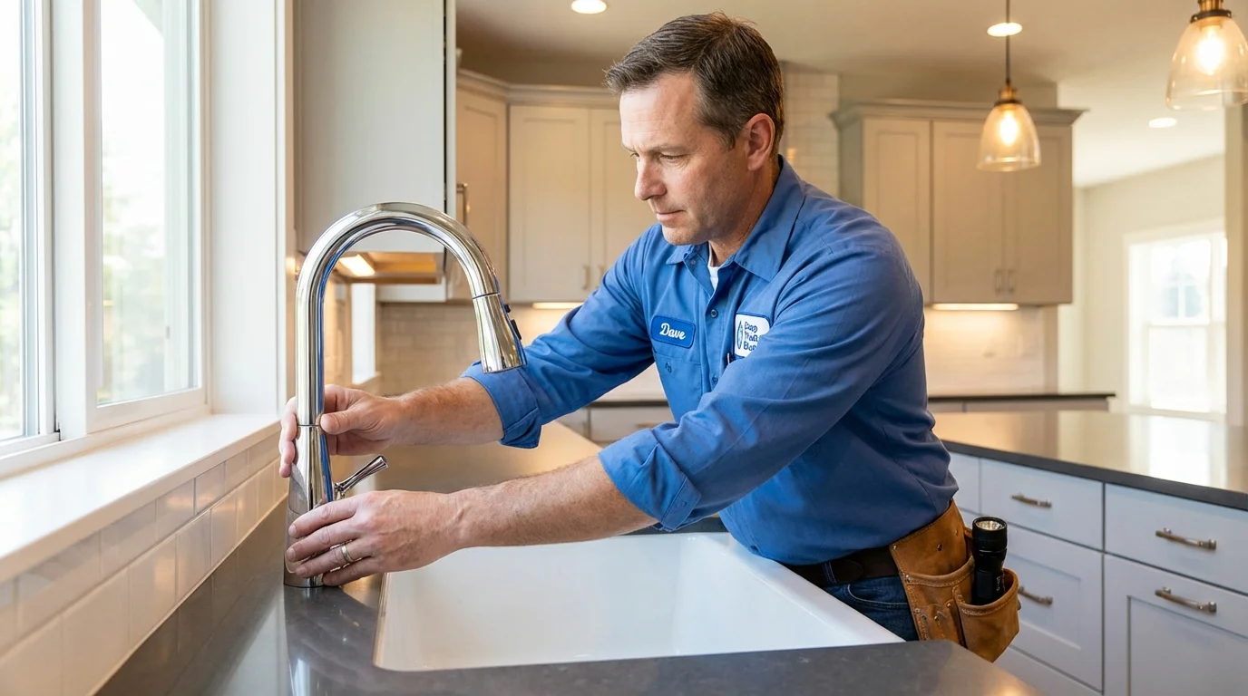 Kitchen faucet installation by Johns Plumbing LLC in Grifton