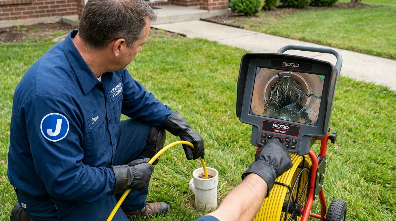 Sewer camera inspection being performed by Johns Plumbing LLC in Grifton