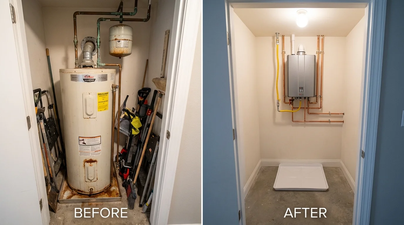 Tank water heater versus wall-mounted tankless unit comparison for Grifton, NC homeowners